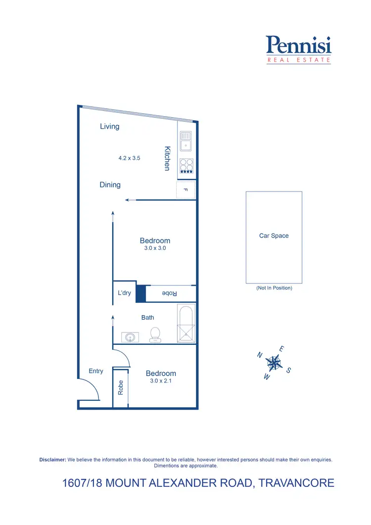 Floorplan of Homely apartment listing, 1607/18 Mount Alexander Road, Travancore VIC 3032