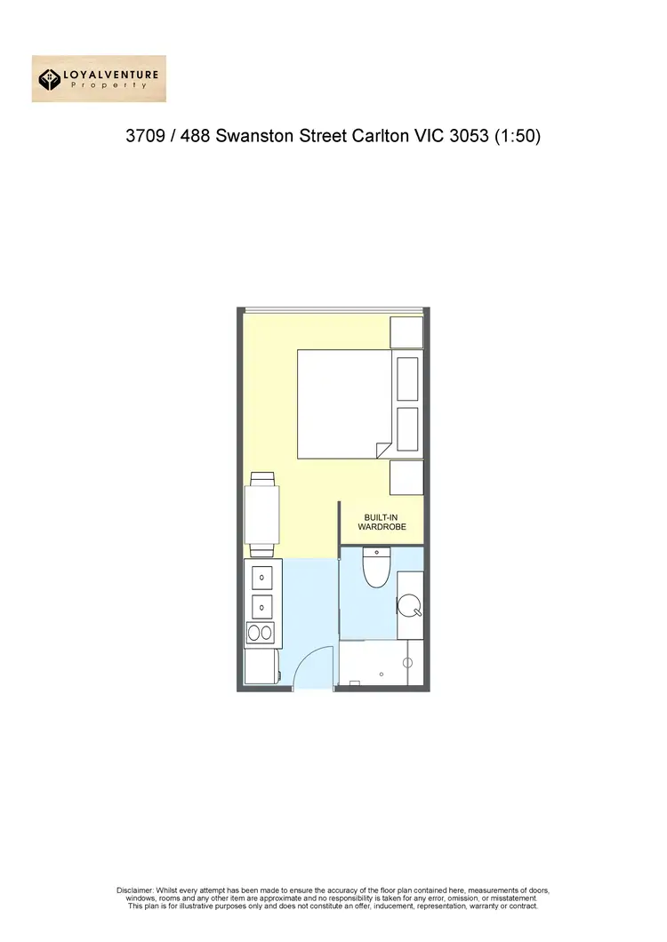 Floorplan of Homely studio listing, 3709/478 Swanston St, Carlton VIC 3053