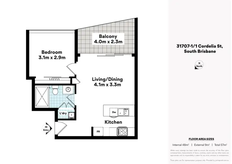 Floorplan of Homely apartment listing, 31707/1 Cordelia St, South Brisbane QLD 4101