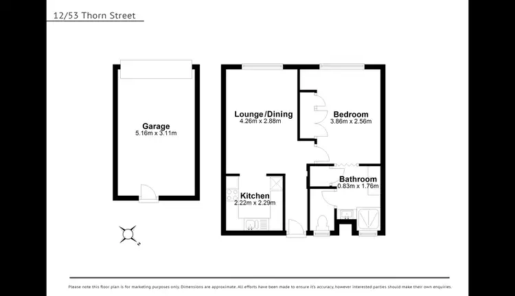 Floorplan of Homely unit listing, UNIT 12/53 THORN STREET, Kangaroo Point QLD 4169