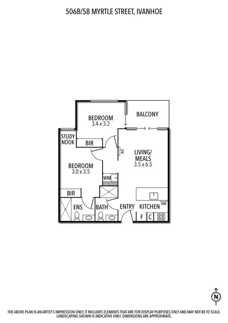 Floorplan of Homely unit listing, 506B/58 Myrtle St, Ivanhoe VIC 3079