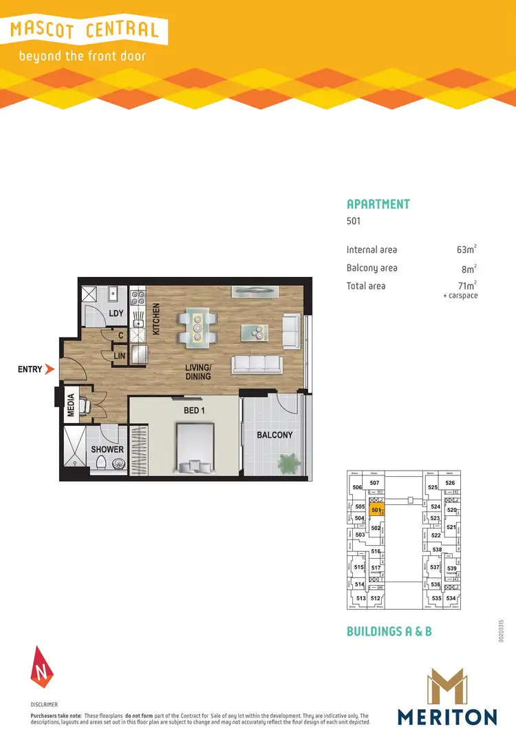 Floorplan of Homely unit listing, UNIT 501/1 GEARIN ALLEY, Mascot NSW 2020