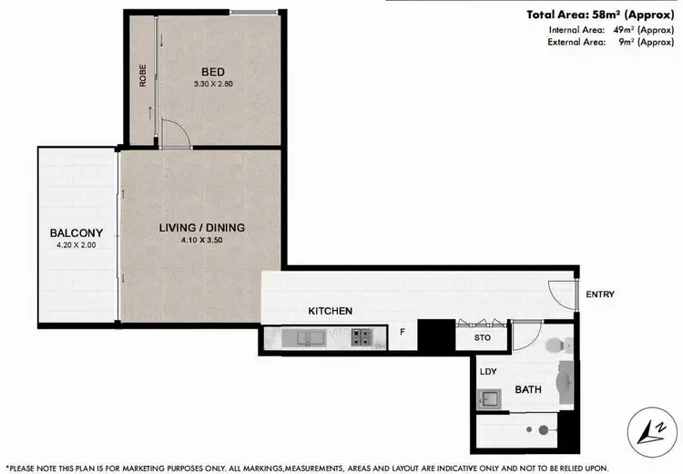 Floorplan of Homely apartment listing, UNIT 3402/128 CHARLOTTE STREET, Brisbane City QLD 4000