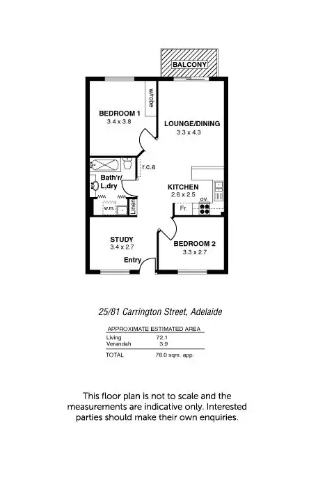 Floorplan of Homely unit listing, 25/81 Carrington Street, Adelaide SA 5000