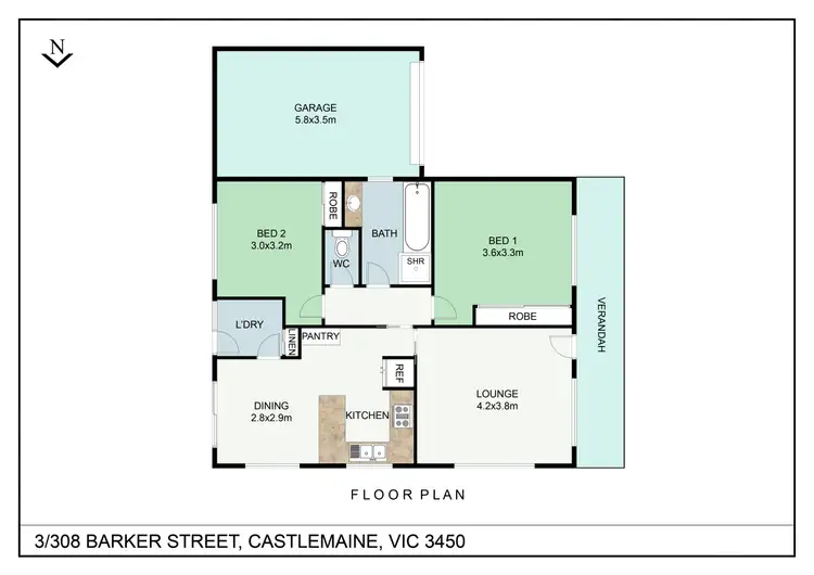 Floorplan of Homely unit listing, UNIT 3/308 BARKER STREET, Castlemaine VIC 3450