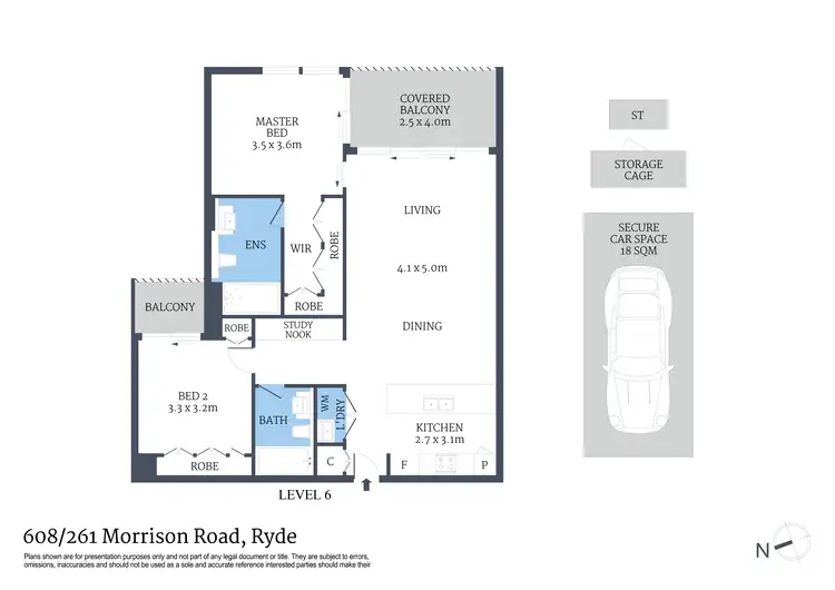 Floorplan of Homely apartment listing, UNIT 608/261 MORRISON ROAD, Ryde NSW 2112