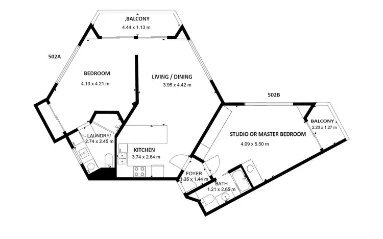 Floorplan of Homely apartment listing, UNIT 502/8 TRICKETT STREET, Surfers Paradise QLD 4217