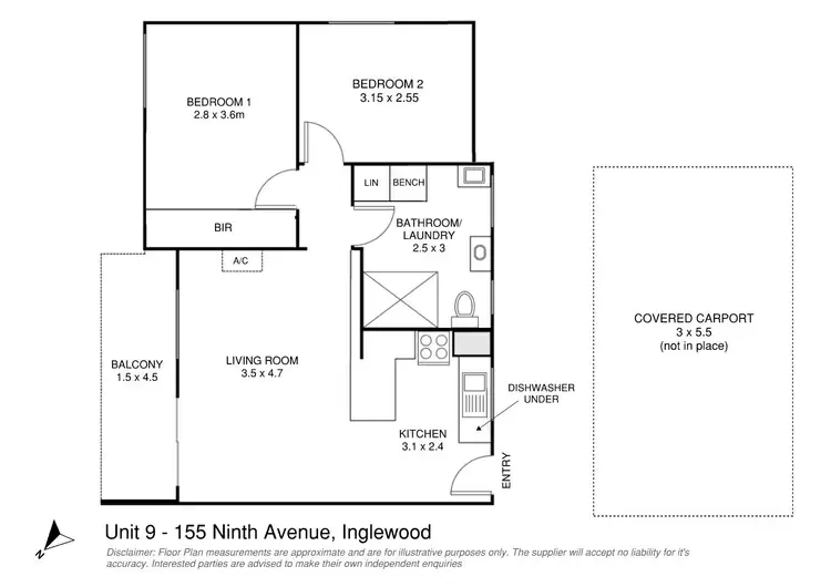 Floorplan of Homely apartment listing, UNIT 7/155 NINTH AVENUE, Inglewood WA 6052