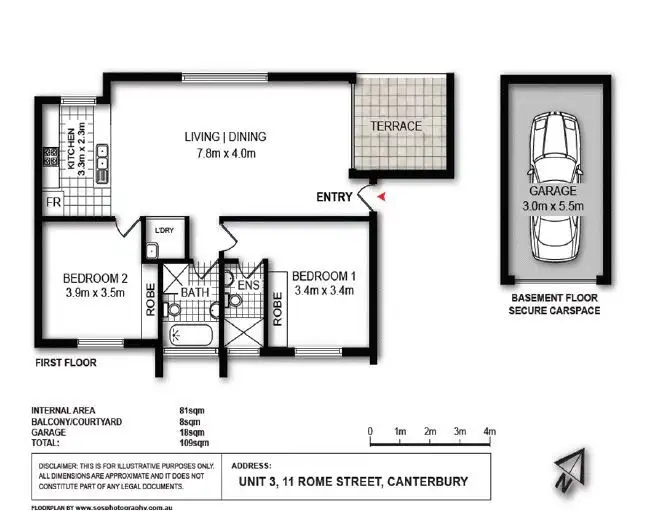 Floorplan of Homely unit listing, UNIT 3/11 ROME STREET, Canterbury NSW 2193