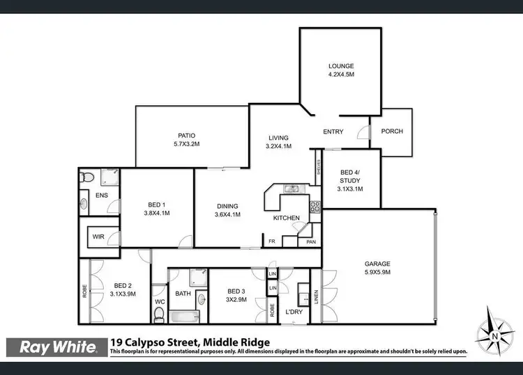 Floorplan of Homely house listing, 19 CALYPSO STREET, Middle Ridge QLD 4350