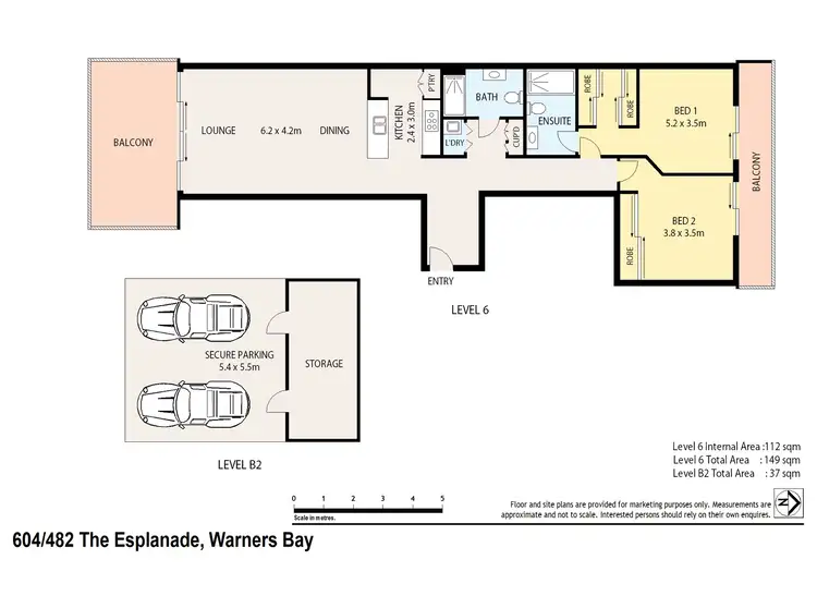 Floorplan of Homely unit listing, UNIT 604/482 THE ESPLANADE, Warners Bay NSW 2282