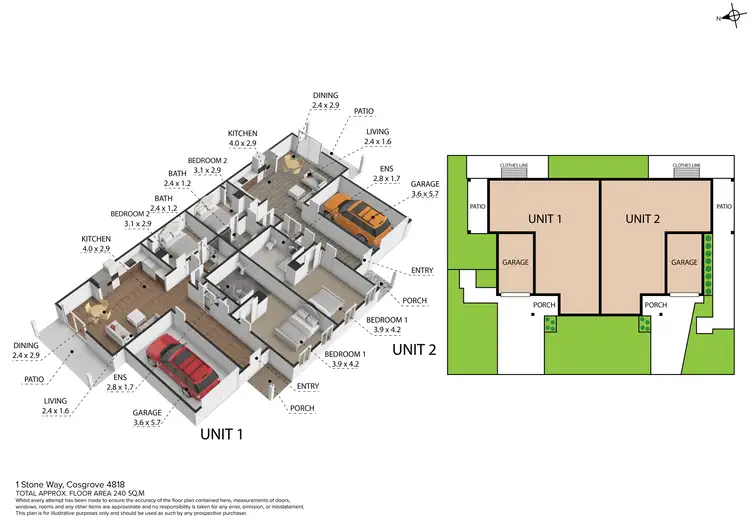 Floorplan of Homely semi-detached listing, 1 STONE WAY, Cosgrove QLD 4818