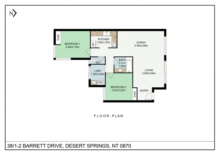 Floorplan of Homely unit listing, UNIT 38/1-2 BARRETT DRIVE, Desert Springs NT 870