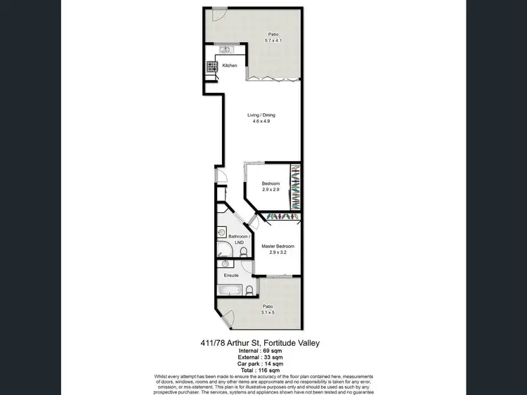 Floorplan of Homely unit listing, UNIT 411/78 ARTHUR STREET, Fortitude Valley QLD 4006
