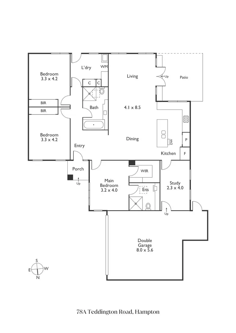 Floorplan of Homely townhouse listing, 78A Teddington Road, Hampton VIC 3188