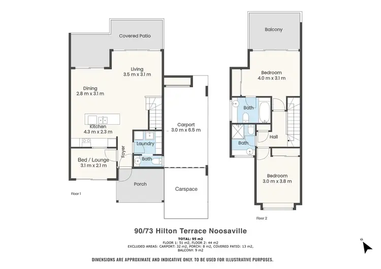 Floorplan of Homely townhouse listing, UNIT 90/73 HILTON TERRACE, Noosaville QLD 4566