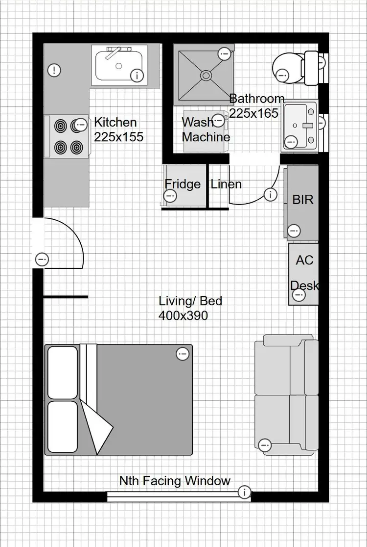 Floorplan of Homely studio listing, UNIT 1/42 WATERLOO CRESCENT, St Kilda VIC 3182