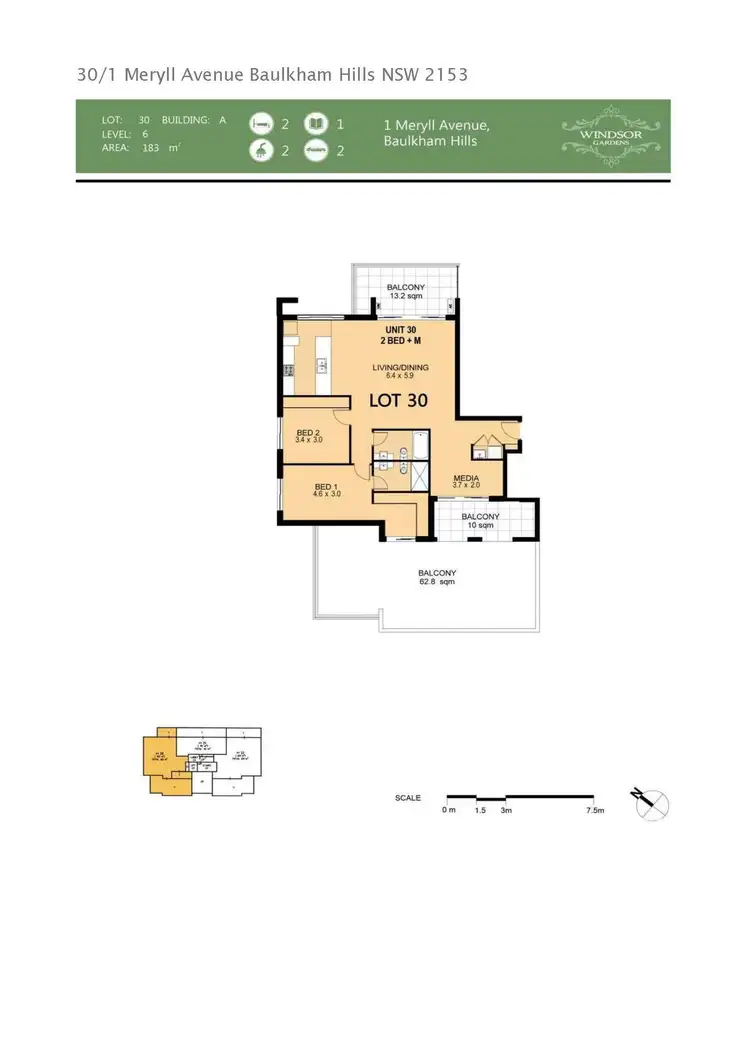 Floorplan of Homely apartment listing, UNIT 30/1 Meryll Avenue, Baulkham Hills NSW 2153