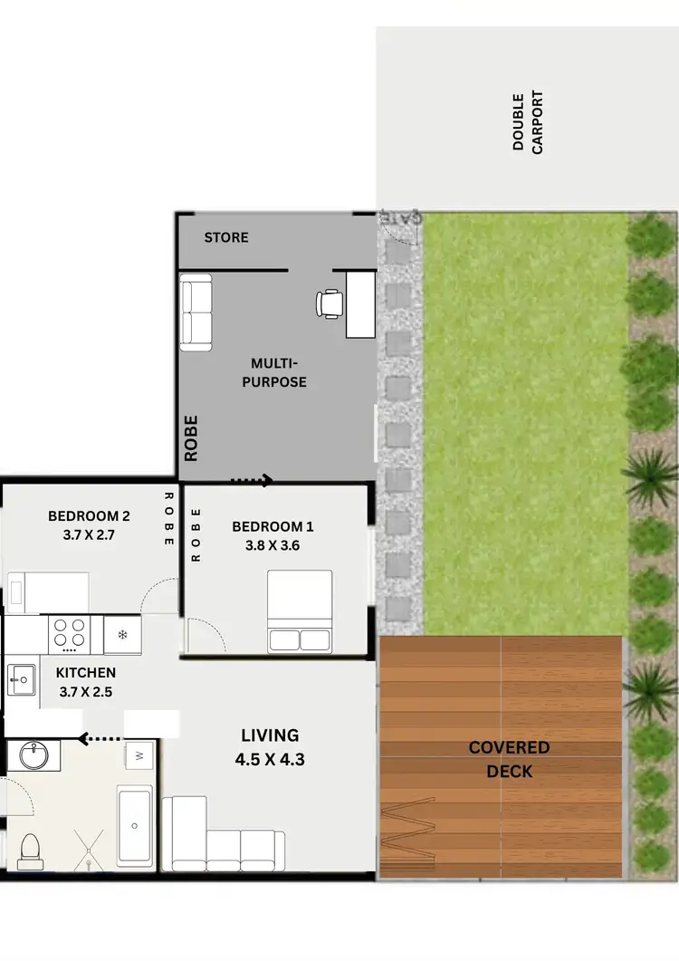 Floorplan of Homely semi-detached listing, UNIT 1/29 Surf Street, Kingscliff NSW 2487