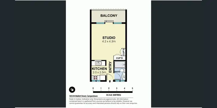 Floorplan of Homely studio listing, 503/144 Mallett Street, Camperdown NSW 2050