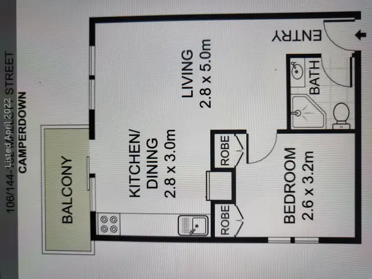 Floorplan of Homely unit listing, UNIT 106/144-152 MALLETT STREET, Camperdown NSW 2050