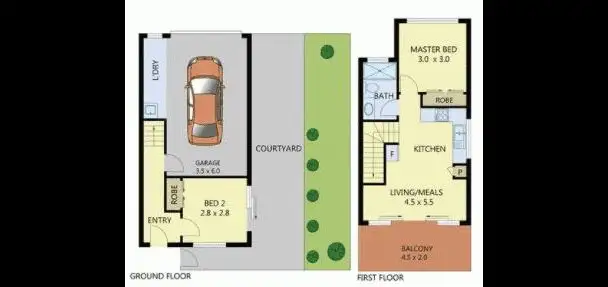 Floorplan of Homely townhouse listing, 8/95 Sussex Street, Pascoe Vale VIC 3044