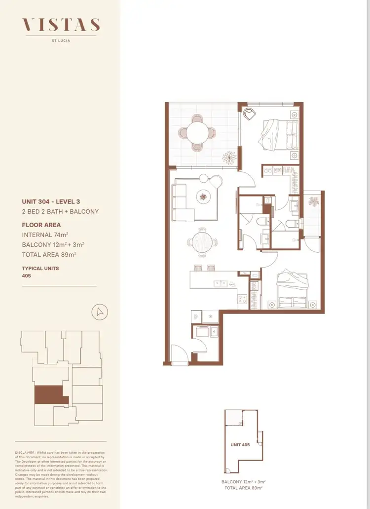 Floorplan of Homely apartment listing, 304/68 Sir Fred Schonell Drive, St Lucia QLD 4067