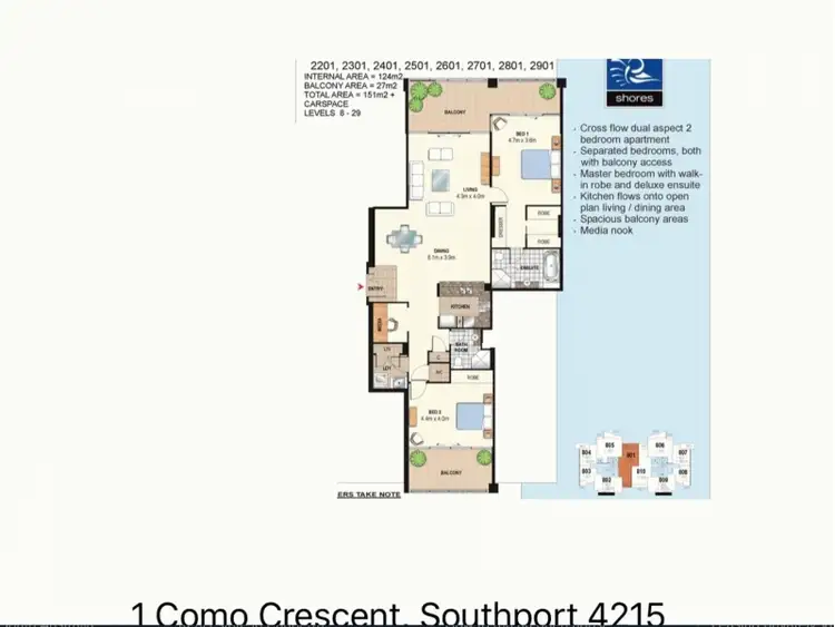 Floorplan of Homely unit listing, 1701/1 Como Crescent, Southport QLD 4215