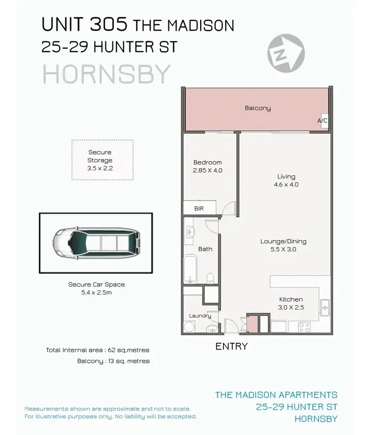 Floorplan of Homely apartment listing, 305/23-29 Hunter St, Hornsby NSW 2077