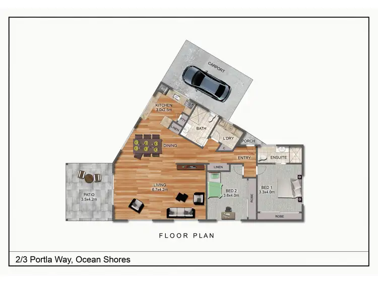 Floorplan of Homely house listing, 2/3 Portla Way, Ocean Shores NSW 2483