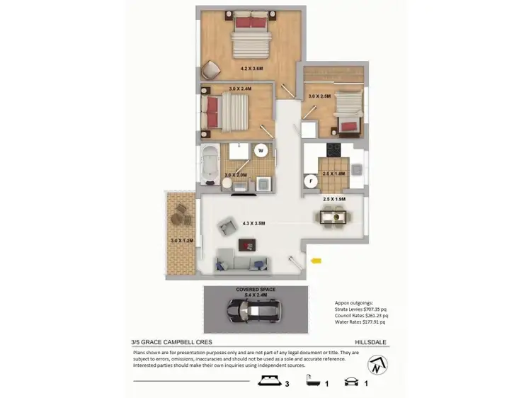 Floorplan of Homely unit listing, 3/5 Grace Campbell Crescent, Hillsdale NSW 2036