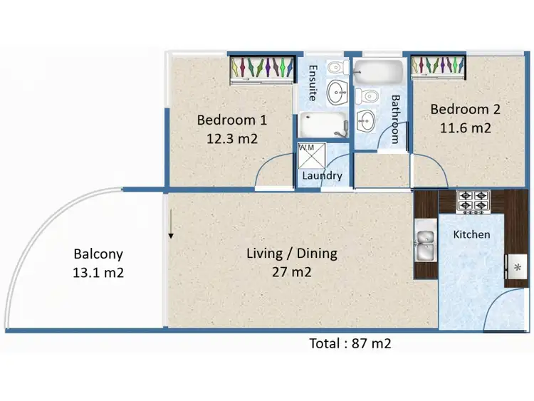 Floorplan of Homely apartment listing, 92/62 Cordelia Street, South Brisbane QLD 4101