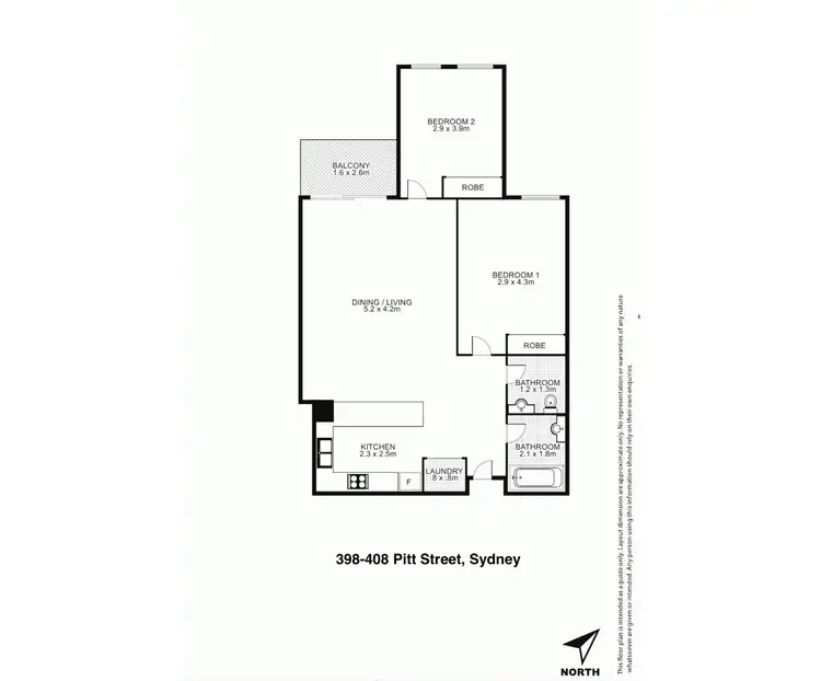 Floorplan of Homely apartment listing, 45/398-408 Pitt Street, Sydney NSW 2000