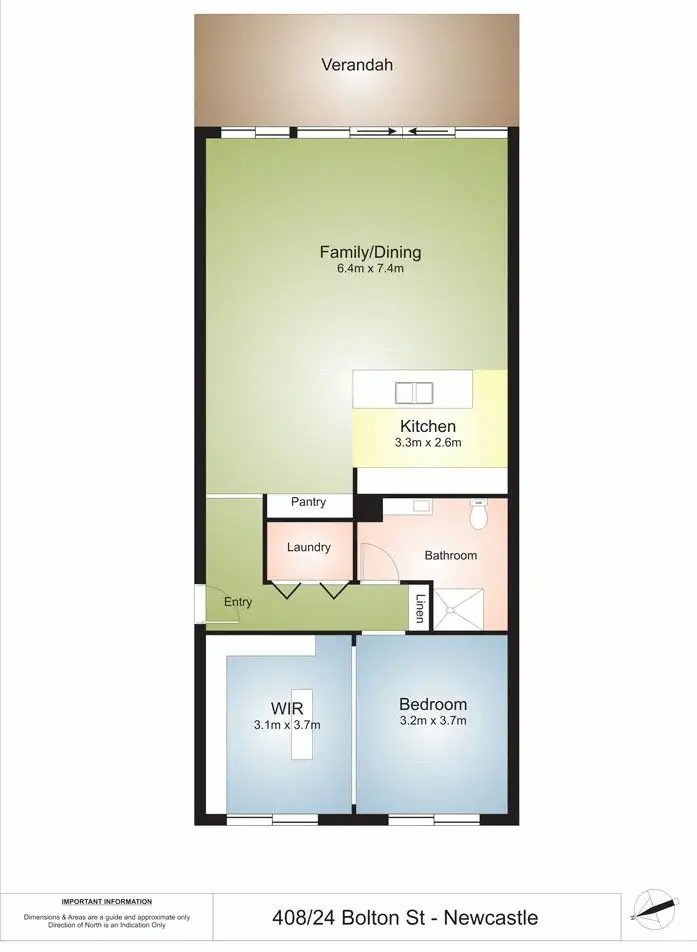 Floorplan of Homely apartment listing, 408/24 Bolton Street, Newcastle East NSW 2300