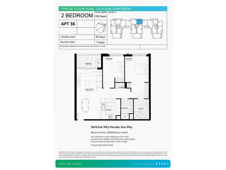 Floorplan of Homely unit listing, 36/8 Dee Why Parade, Dee Why NSW 2099