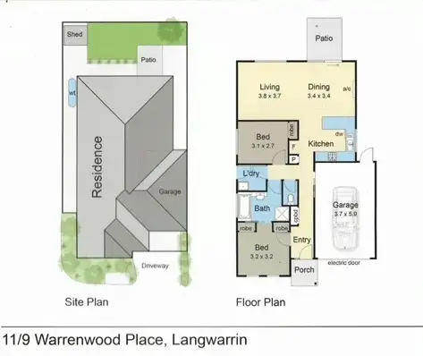 Floorplan of Homely townhouse listing, 11/9 Warrenwood Place, Langwarrin VIC 3910