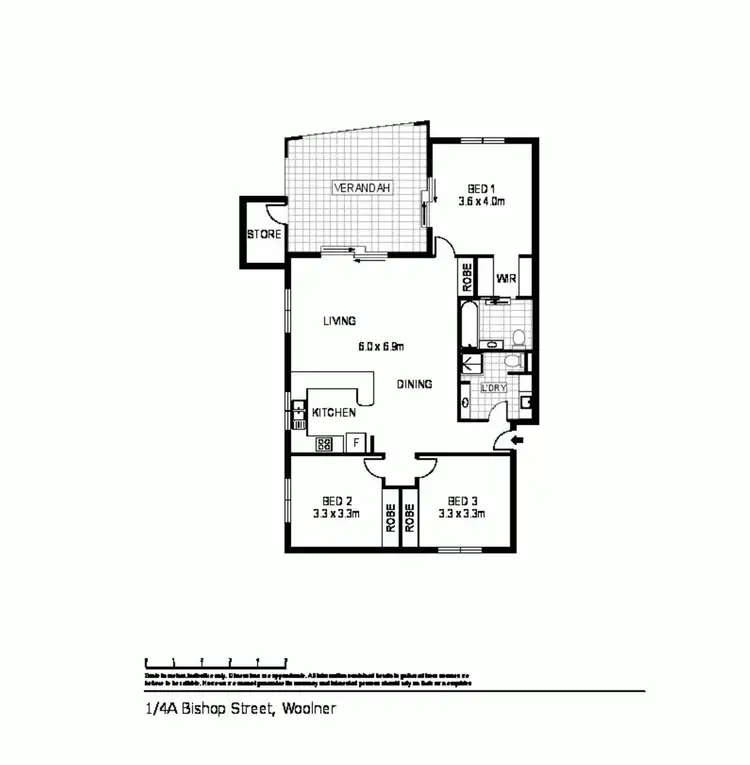 Floorplan of Homely unit listing, 1/4A Bishop Street, Woolner NT 820