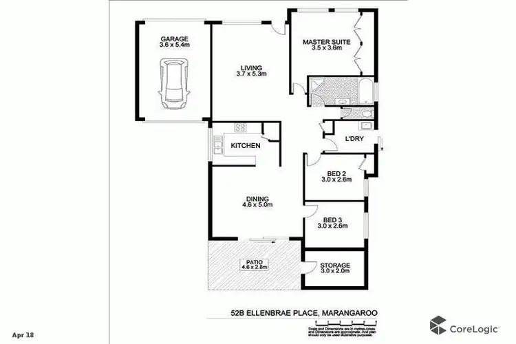Floorplan of Homely semi-detached listing, B/52 Ellenbrae Place, Marangaroo WA 6064