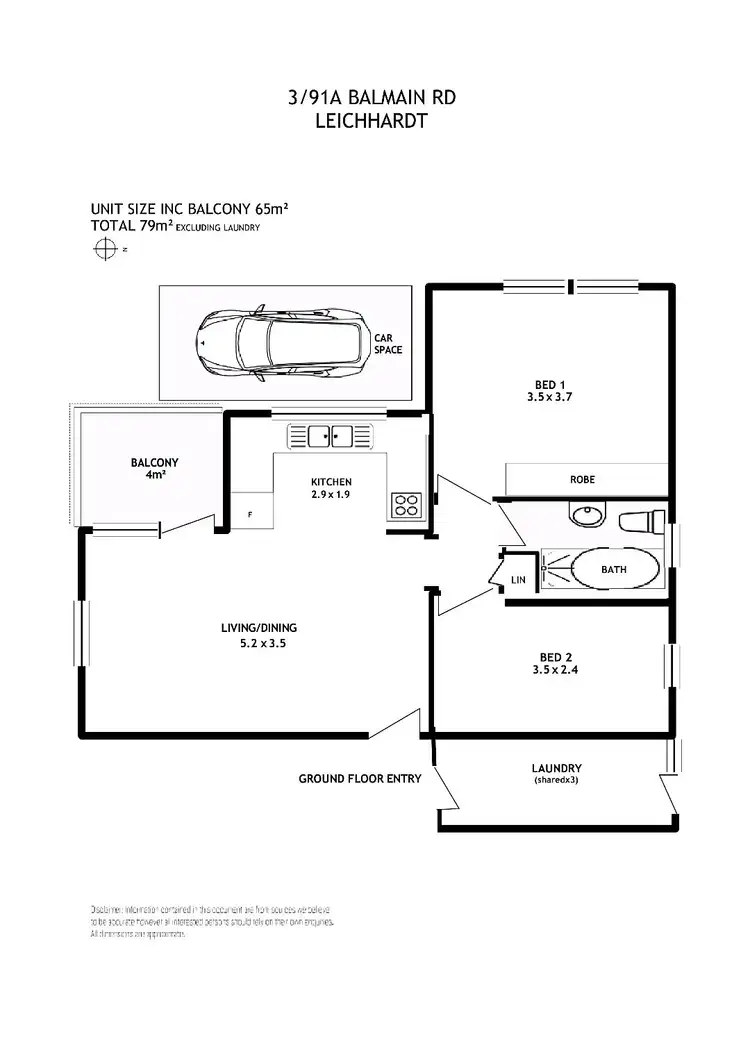 Floorplan of Homely unit listing, UNIT 3/91A BALMAIN ROAD, Leichhardt NSW 2040