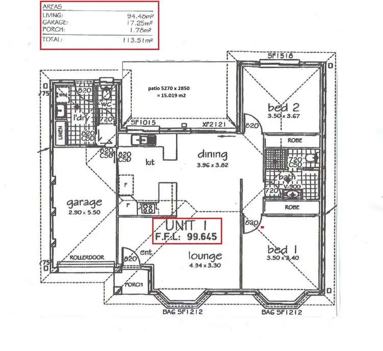 Floorplan of Homely villa listing, UNIT 1/1 TURRUG STREET, Whitebridge NSW 2290