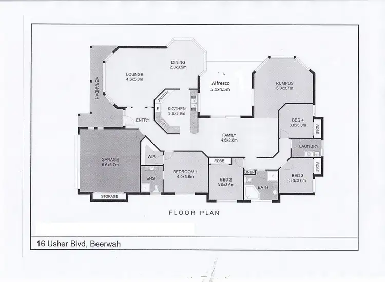 Floorplan of Homely house listing, 16 USHER BOULEVARD, Beerwah QLD 4519