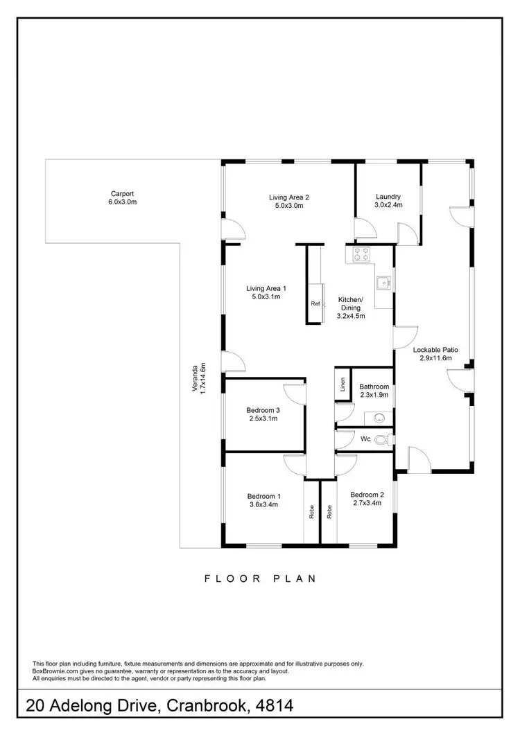 Floorplan of Homely house listing, 20 ADELONG DRIVE, Cranbrook QLD 4814