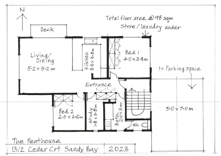 Floorplan of Homely apartment listing, UNIT 2/13 CEDAR COURT, Sandy Bay TAS 7005