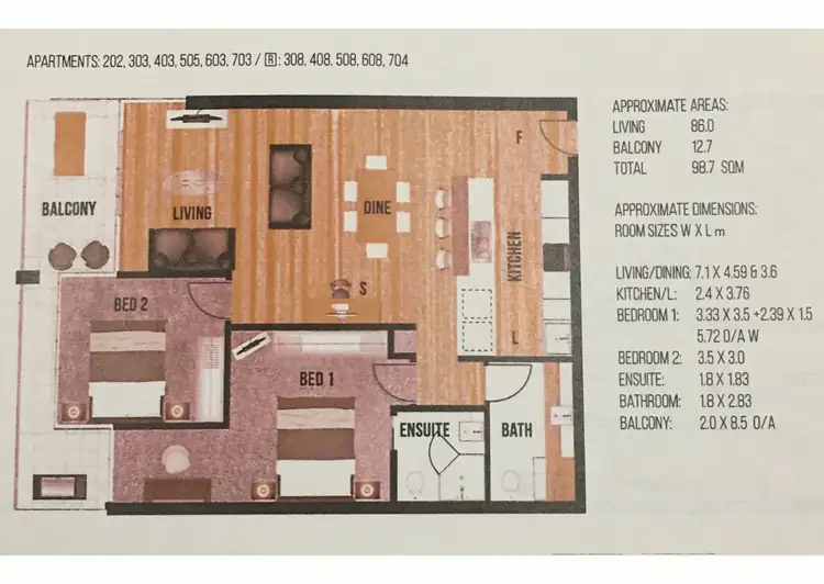 Floorplan of Homely apartment listing, 603/262 South Terrace, Adelaide SA 5000