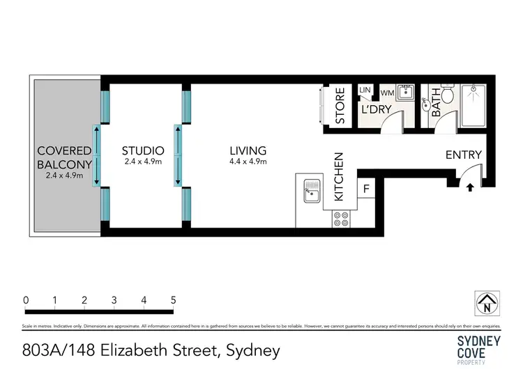 Floorplan of Homely studio listing, 803A/148 Elizabeth St, Sydney NSW 2000