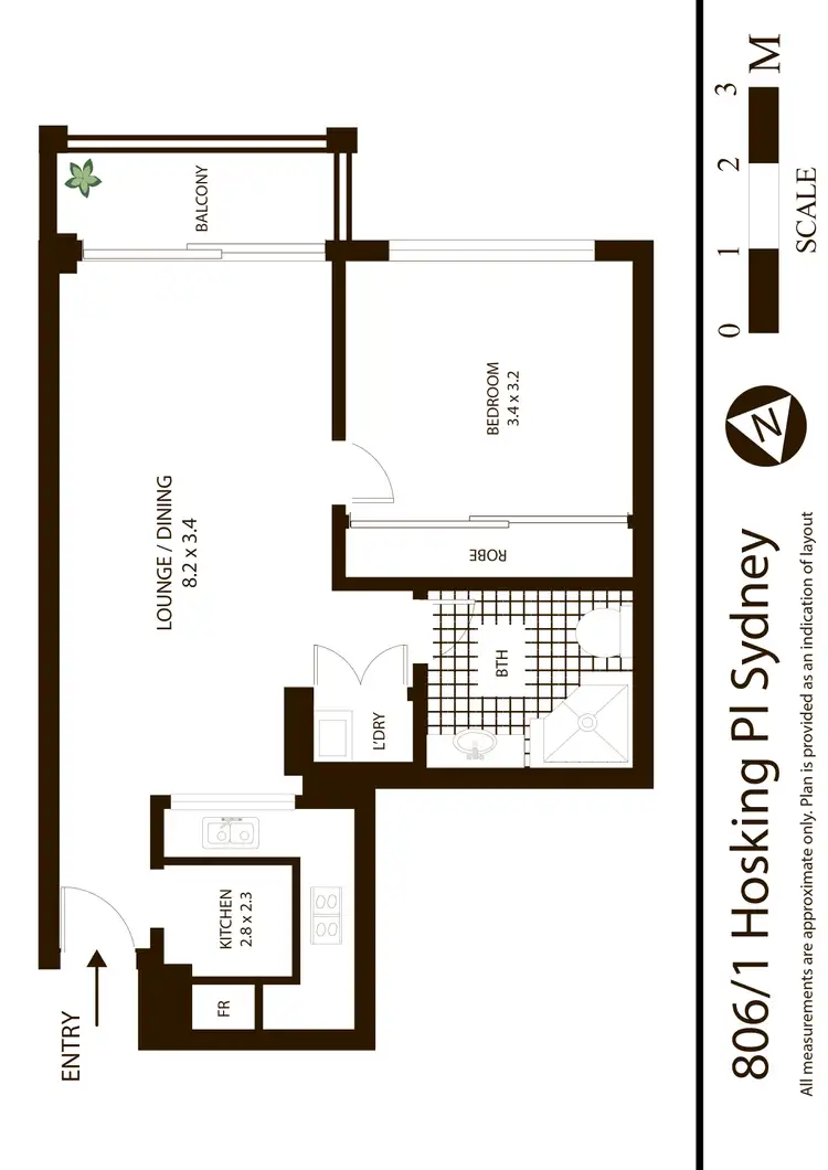 Floorplan of Homely apartment listing, 806/1 Hosking Place, Sydney NSW 2000