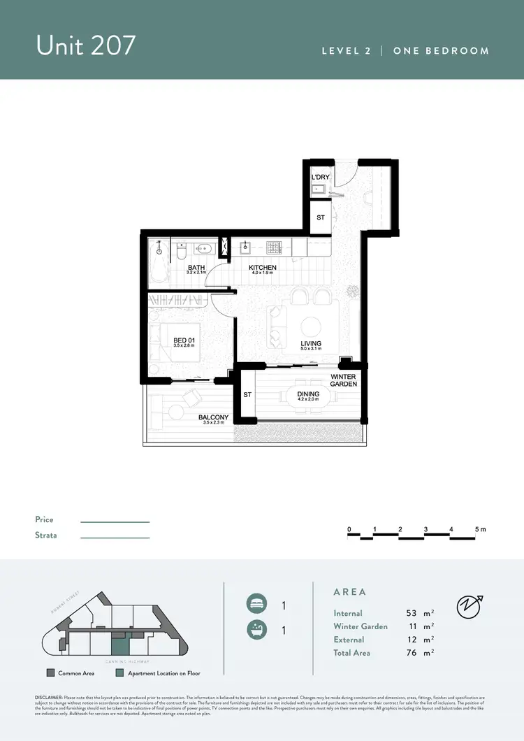 Floorplan of Homely apartment listing, 207/469-471 Canning Hwy, Como WA 6152