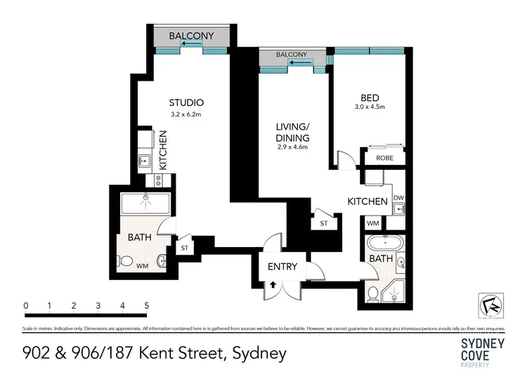 Floorplan of Homely apartment listing, 902 and 906/187 Kent Street, Sydney NSW 2000
