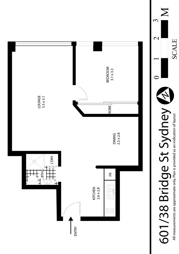 Floorplan of Homely apartment listing, 601/38 Bridge Street, Sydney NSW 2000