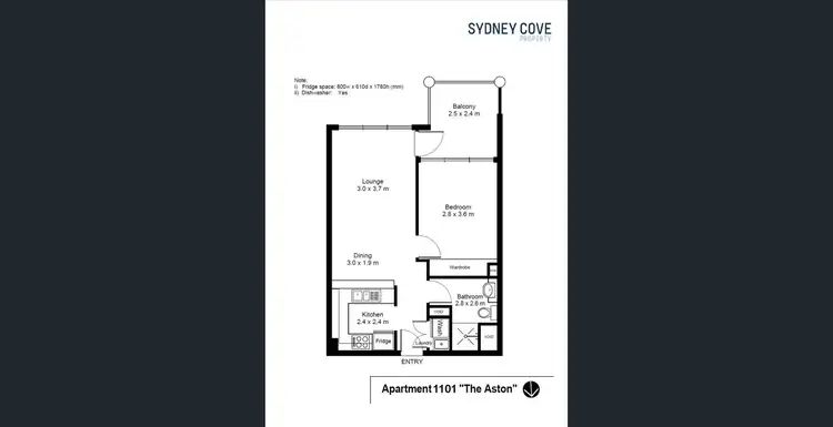 Floorplan of Homely apartment listing, 1101/1-5 Hosking Place, Sydney NSW 2000